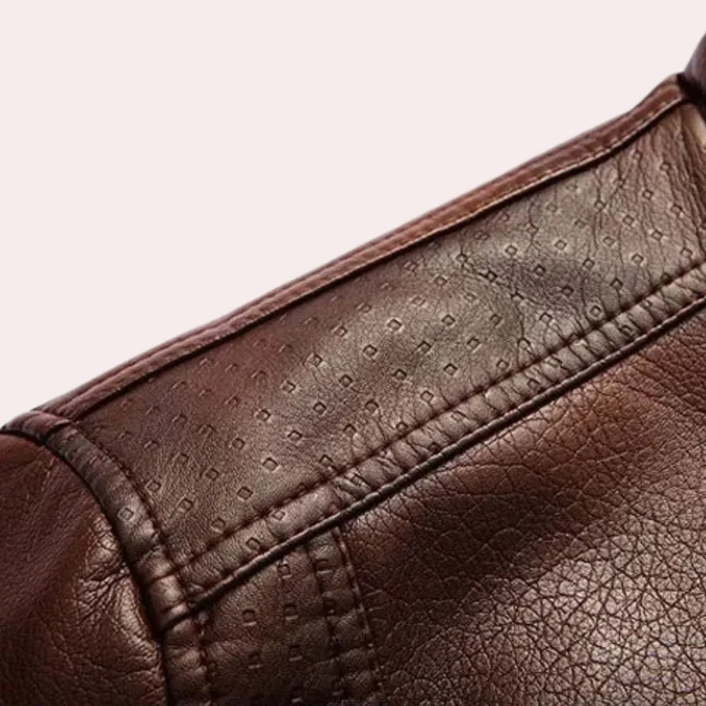 Męska kurtka skórzana | ponadczasowa i stylowa | nowoczesny design | czarny/brązowy
