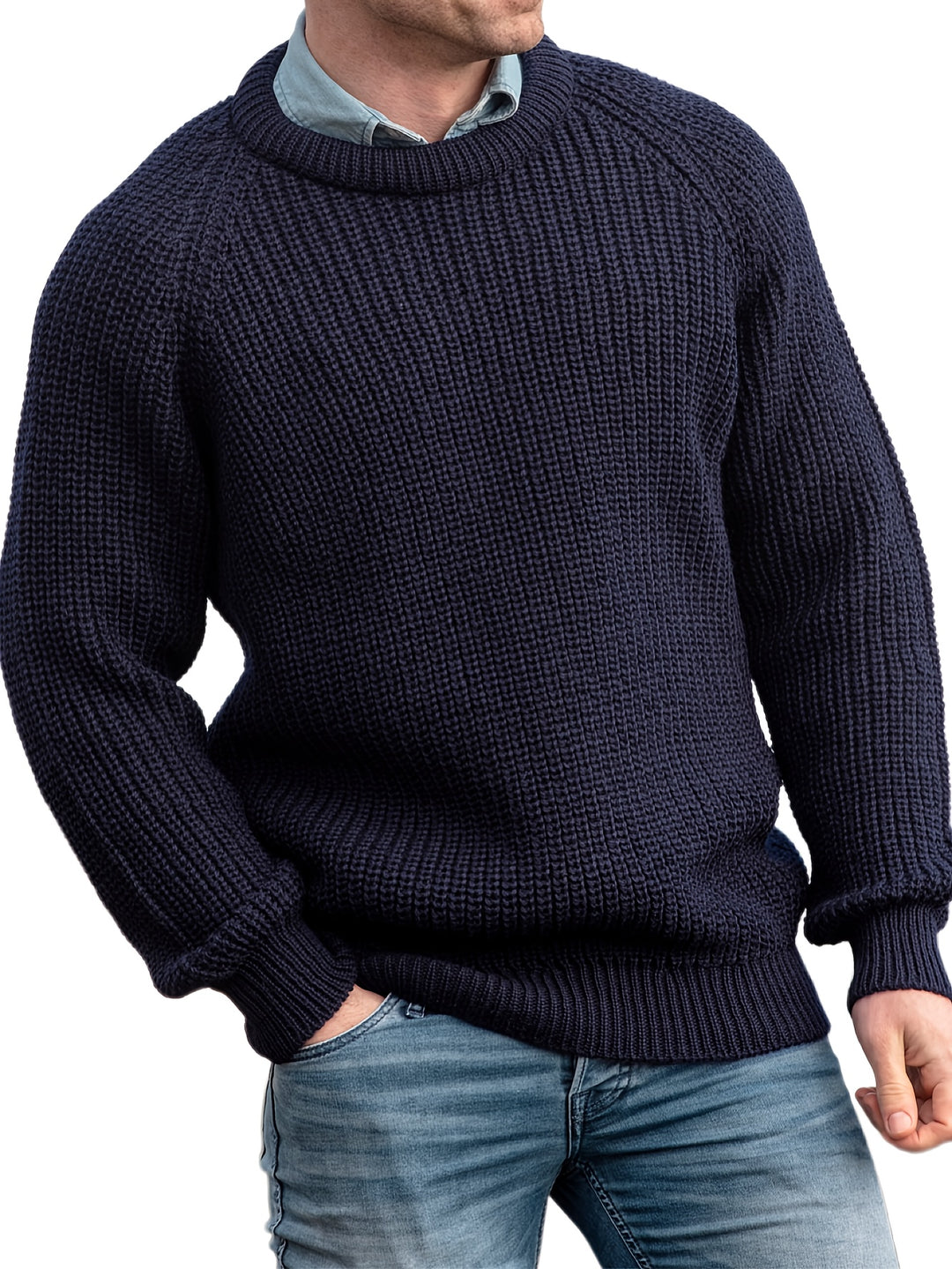 Sweter Męski | Klasyczny Krój | Miękka Dzianina | Okrągły Dekolt